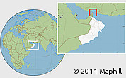 Savanna Style Location Map of Al Khasab, highlighted country, within the entire country