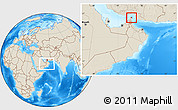 Shaded Relief Location Map of Al Khasab, highlighted parent region, within the entire country