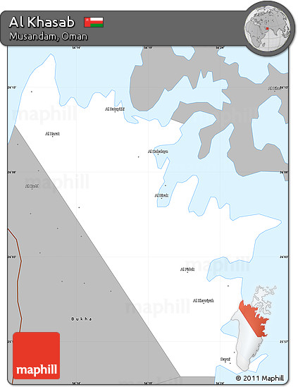 Gray Simple Map of Al Khasab