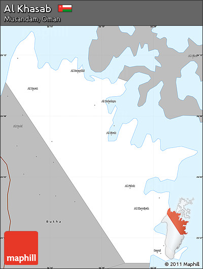 Gray Simple Map of Al Khasab
