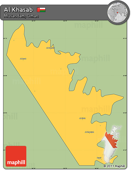 Savanna Style Simple Map of Al Khasab, cropped outside