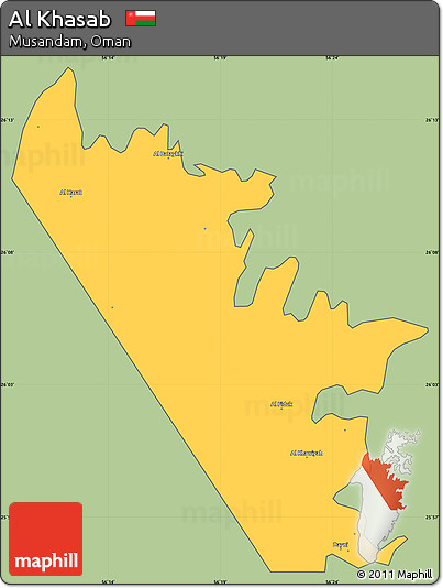 Savanna Style Simple Map of Al Khasab, cropped outside