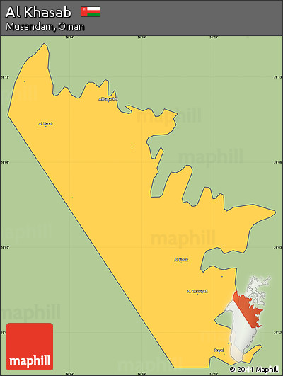 Savanna Style Simple Map of Al Khasab, cropped outside