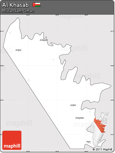 Silver Style Simple Map of Al Khasab, cropped outside