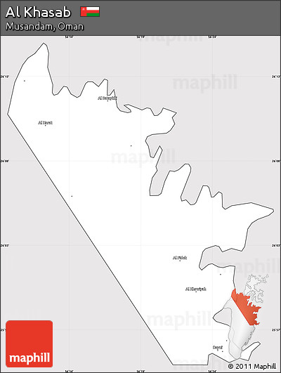 Silver Style Simple Map of Al Khasab, cropped outside