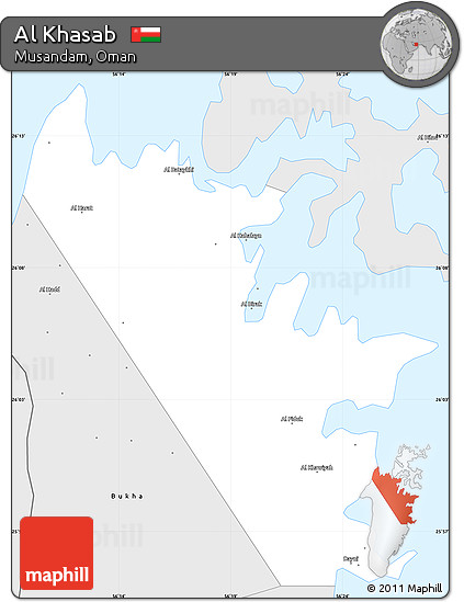 Silver Style Simple Map of Al Khasab