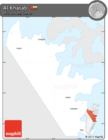 Silver Style Simple Map of Al Khasab, single color outside