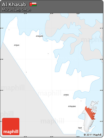 Silver Style Simple Map of Al Khasab, single color outside