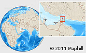 Shaded Relief Location Map of Diba