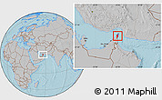 Gray Location Map of Musandam, hill shading