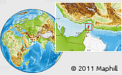 Physical Location Map of Musandam, highlighted country
