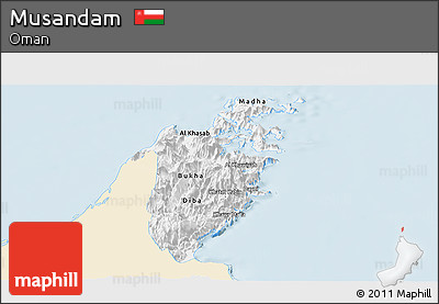 Classic Style Panoramic Map of Musandam, single color outside