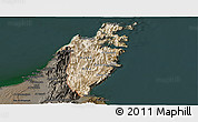 Satellite Panoramic Map of Musandam, darken