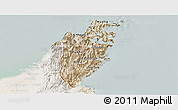 Satellite Panoramic Map of Musandam, lighten