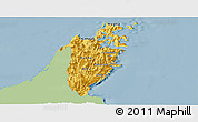 Savanna Style Panoramic Map of Musandam, single color outside