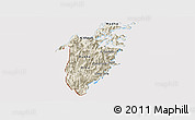 Shaded Relief Panoramic Map of Musandam, cropped outside
