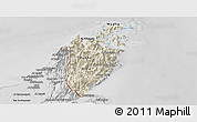 Shaded Relief Panoramic Map of Musandam, desaturated