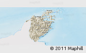 Shaded Relief Panoramic Map of Musandam, single color outside