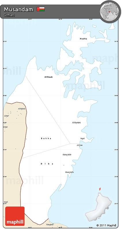 Classic Style Simple Map of Musandam
