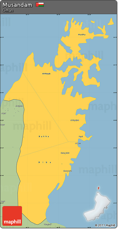 Savanna Style Simple Map of Musandam