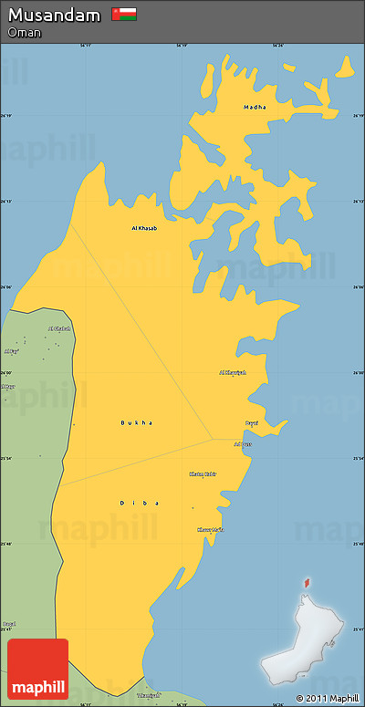 Savanna Style Simple Map of Musandam