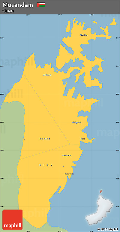 Savanna Style Simple Map of Musandam, single color outside
