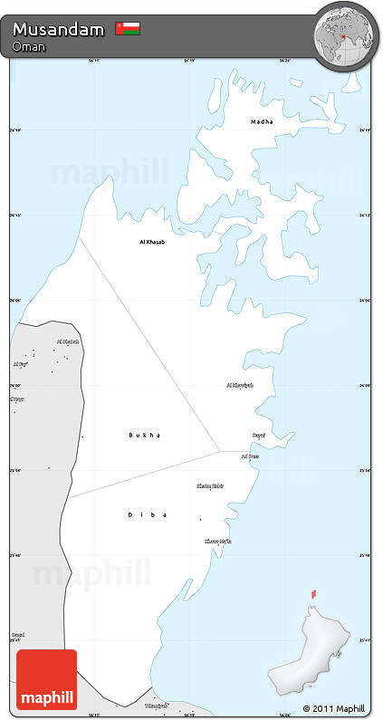 Silver Style Simple Map of Musandam