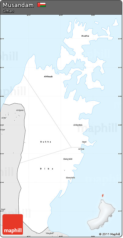 Silver Style Simple Map of Musandam