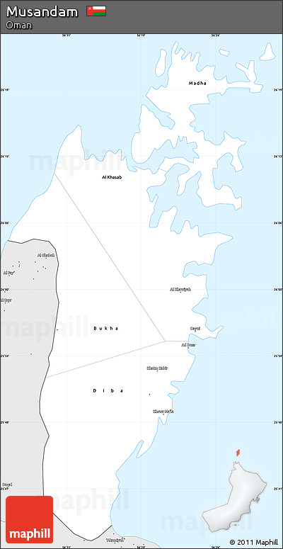 Silver Style Simple Map of Musandam