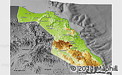 Physical 3D Map of Muscat, darken, desaturated