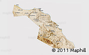 Satellite 3D Map of Muscat, cropped outside