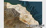 Satellite 3D Map of Muscat, darken