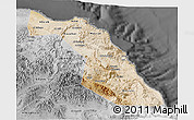 Satellite 3D Map of Muscat, desaturated