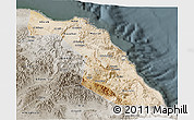 Satellite 3D Map of Muscat, semi-desaturated