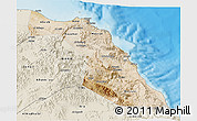 Satellite 3D Map of Muscat, shaded relief outside