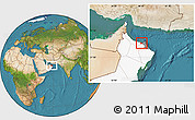 Satellite Location Map of A Seeb, highlighted country, highlighted parent region