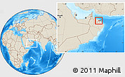 Shaded Relief Location Map of A Seeb, highlighted parent region, within the entire country