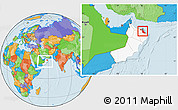Political Location Map of Muscat, highlighted country, within the entire country