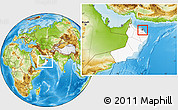 Physical Location Map of Muscat, highlighted country, within the entire country