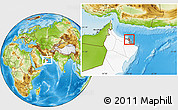 Physical Location Map of Muscat, highlighted country, highlighted parent region