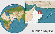 Satellite Location Map of Muscat, highlighted country, highlighted parent region