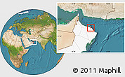Satellite Location Map of Muscat, highlighted country
