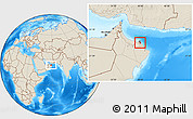 Shaded Relief Location Map of Muscat
