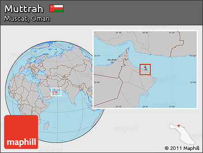 Gray Location Map of Muttrah