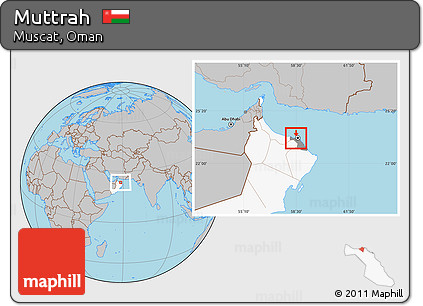 Gray Location Map of Muttrah, highlighted country, highlighted parent region