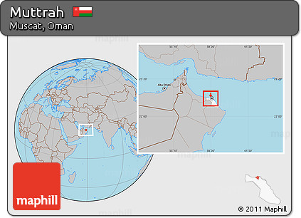 Gray Location Map of Muttrah, highlighted parent region