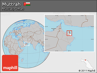 Gray Location Map of Muttrah, highlighted parent region