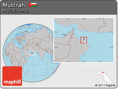 Gray Location Map of Muttrah, highlighted parent region