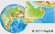 Physical Location Map of Muttrah, within the entire country