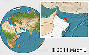 Satellite Location Map of Muttrah, highlighted country, highlighted parent region